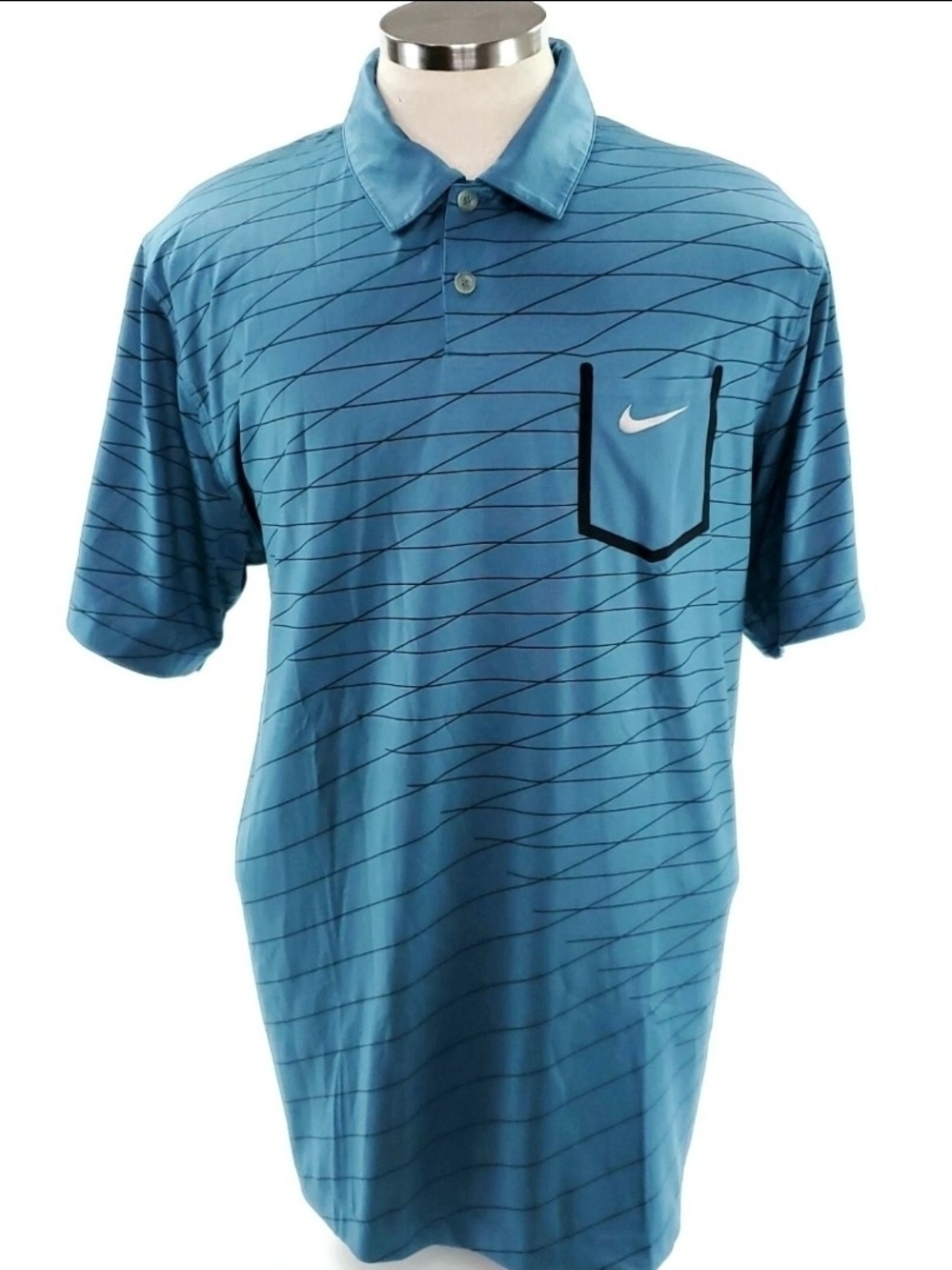 Nike Polo Shirt Golf Mens XL Dri Fit Teal Short Sleeve Pocket